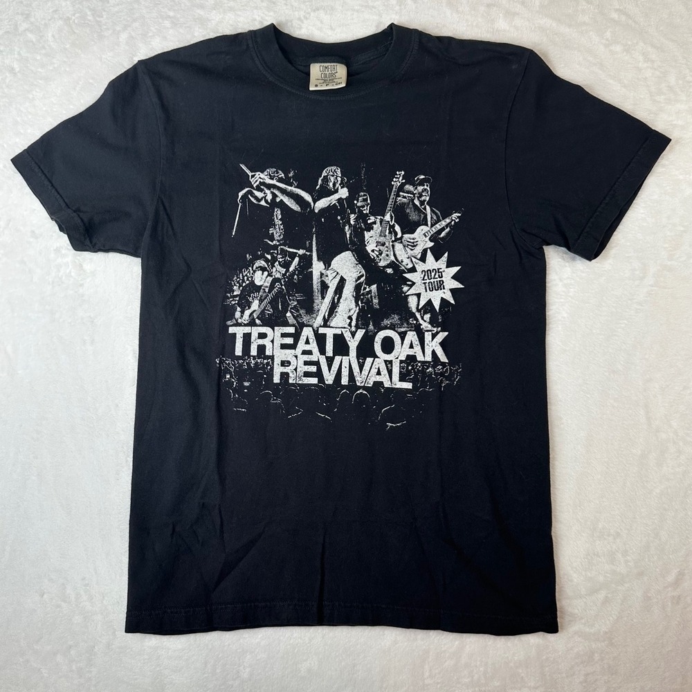 Treaty Oak Revival 2025 Tour T-Shirt Comfort Colors Black Small Concert Graphic